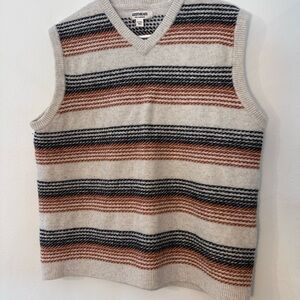 Goodthreads V-Neck Striped Sweater - Cream, Black, Brown